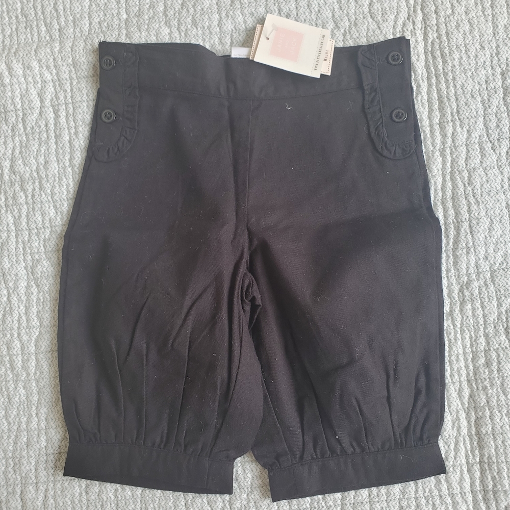 NWT Janie & Jack Girls Size 3 shorts, black, 100% cotton, adjustable waist